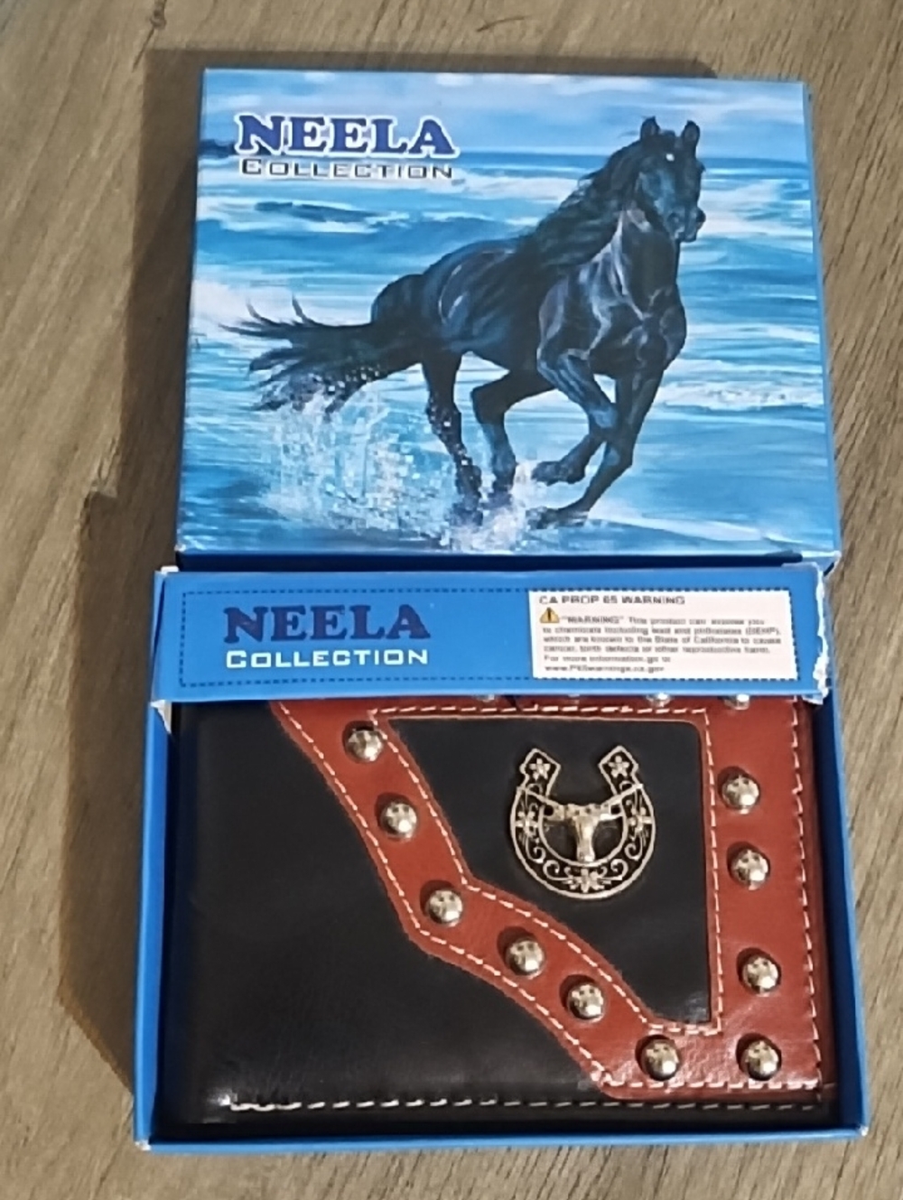 Men’s Black & Brown Studded Leather Wallet